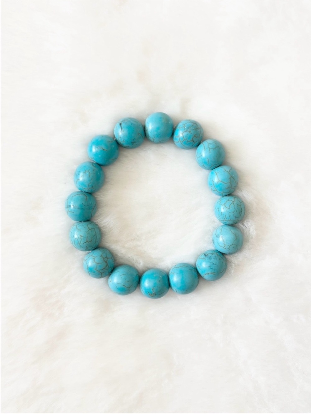 Turquoise Bead Stretch Bracelet - Blue and matching earrings